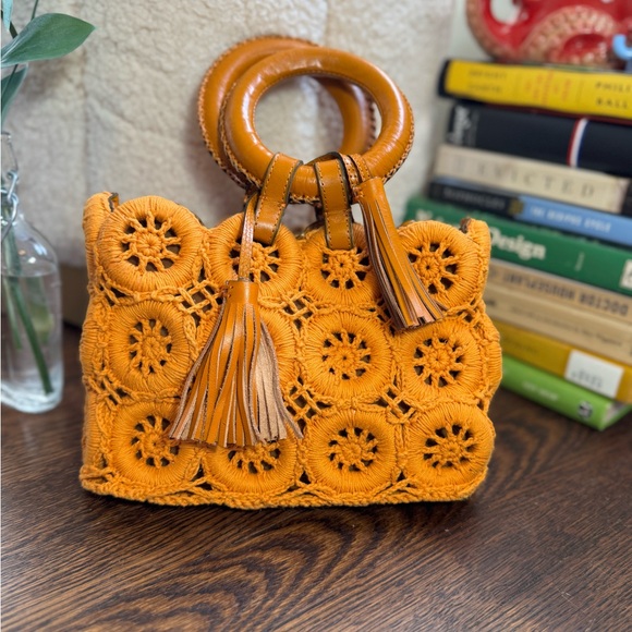 Patricia Nash Orange Crochet Tote Bag - Picture 1 of 6